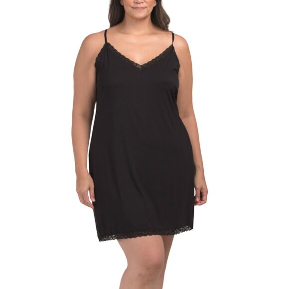 NATORI Black Plus Feathers Essentials Chemise - Picture 1 of 2
